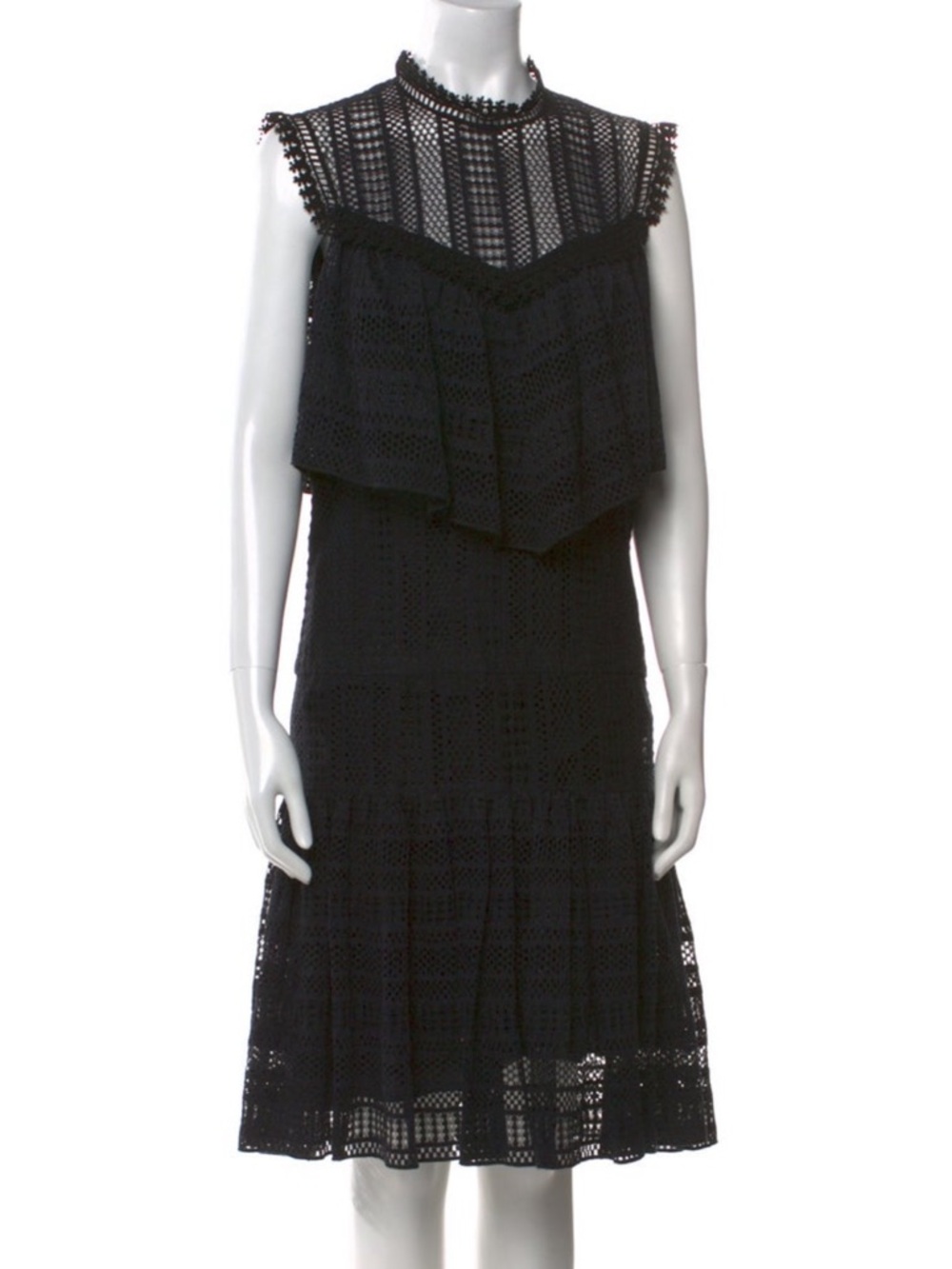 Philosophy di Lorenzo Serafini Black Crochet Midi Dress